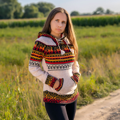 Sweter damski wełniany z alpaki boho ecru