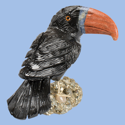 Figurka ptaka wykonana z kamieni naturalnych Tukan