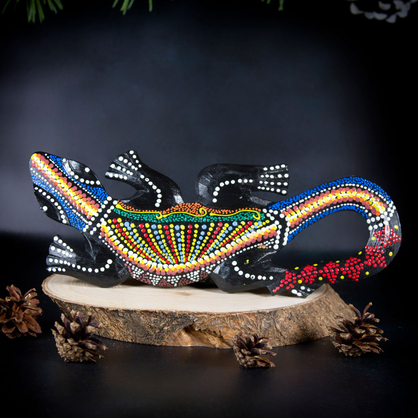 Figurka gekon jaszczurka z drewna ozdoba