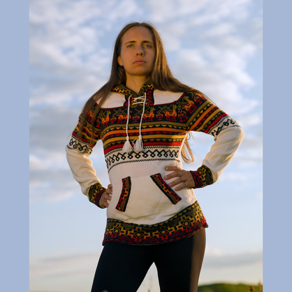 Sweter damski z Peru alpaka boho biały