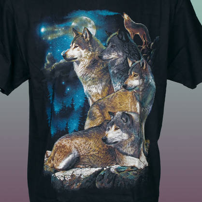 Koszulka z wilkami w księżycową noc