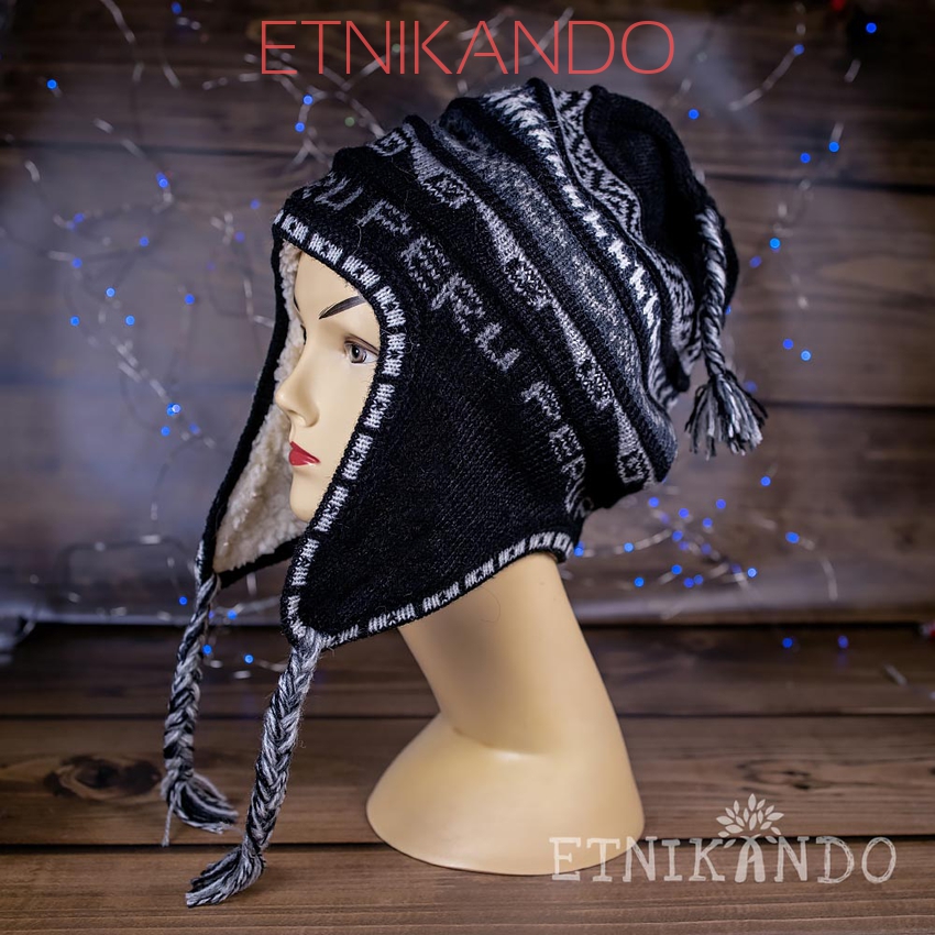 Czapka wełniana handmade etno styl