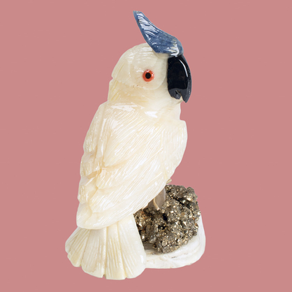 Figurka ptaka wykonana z kamieni naturalnych Kakadu rekodzieło