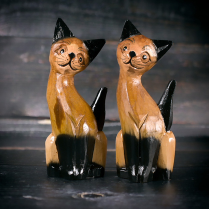 Koty figurki z drewna dekoracja rzeźba